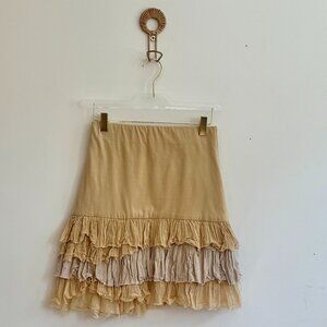 Beige Free People FP One Maura Ruffle Tiered High Waist Mini Layering Skirt (XS)